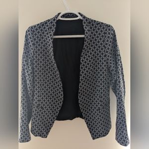 Theory Fitted Blazer Black Gray and Blue Geometric Pattern Size US 2/4